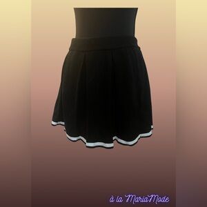 Daisy Black Skater Skirt with White Accents